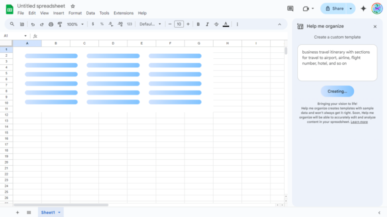 How to use Gemini AI to make templates in Google Sheets